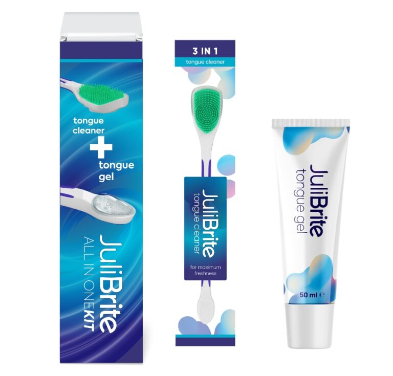 Middel NR 1. JuliBrite Tongue Care Kit = Best getest.